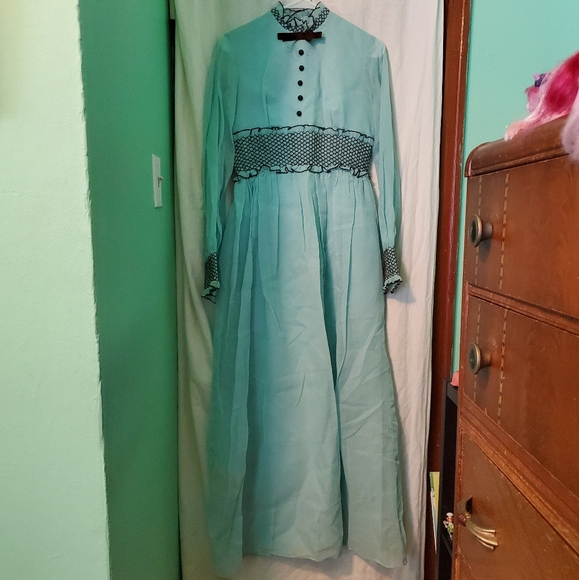 Vintage 70s Victorian Revival Maxi Dress - Picture 1 of 12